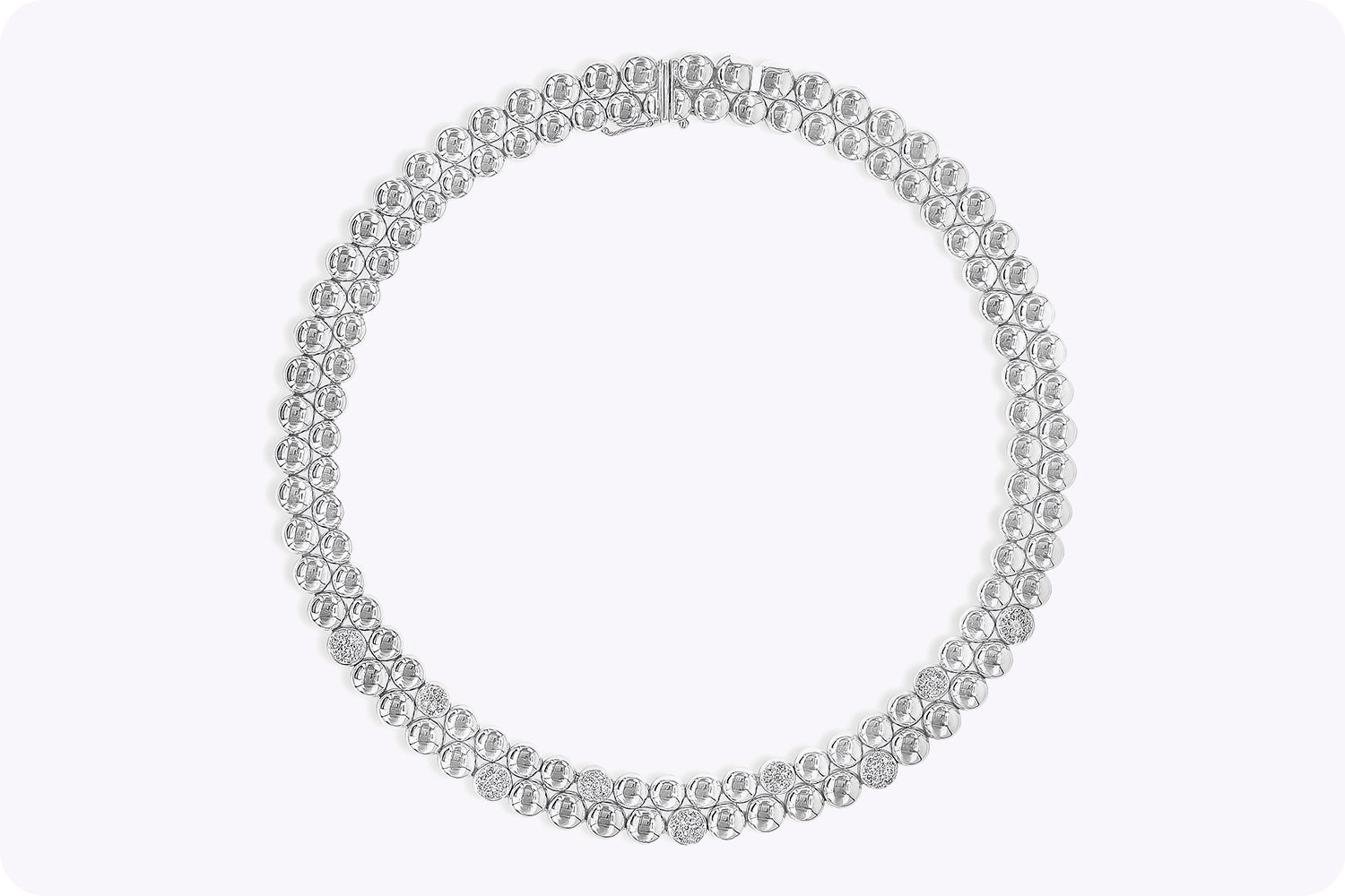 1.06 Carats Total Round Brilliant Cut Diamond Double Strand Necklace in White Gold