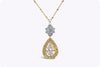 GIA Certified 3.12 Carats Pear Shape Diamond Halo Pendant Necklace in Two-Tone Gold