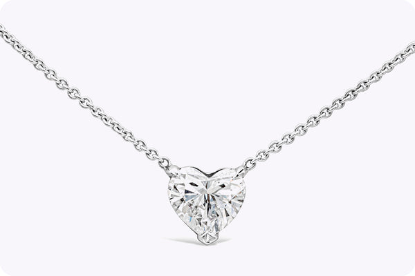 1.05 Carats Heart Shape Diamond Solitaire Pendant Necklace in Platinum & White Gold