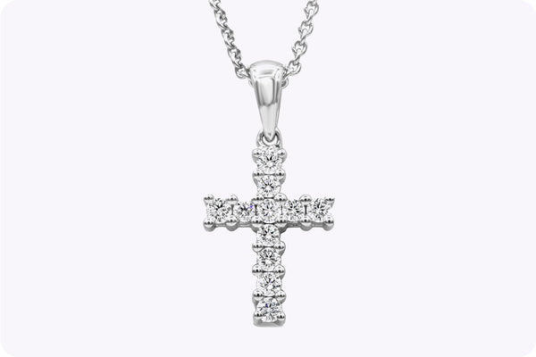 0.19 Carat Round Brilliant Cut Diamond Cross Pendant Necklace