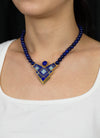 Tracey Designs Navajo Lapis Lazuli Beads, Gold and Enamel Necklace