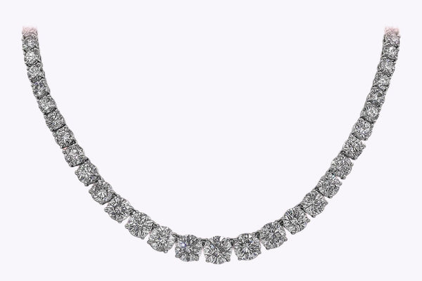 51.59 Carats Total Round Brilliant Cut Diamond Riviera Necklace in Platinum