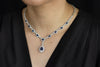6.85 Carats Total Mixed Cut Sapphire and Diamond Halo Drop Pendant Necklace in White Gold