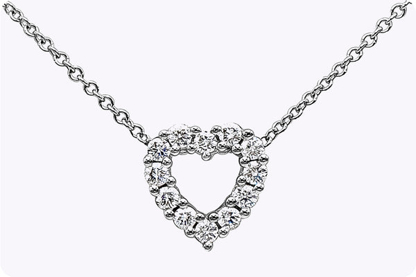 0.35 Carat Total Round Brilliant Cut Diamond Heart Pendant Necklace in White Gold