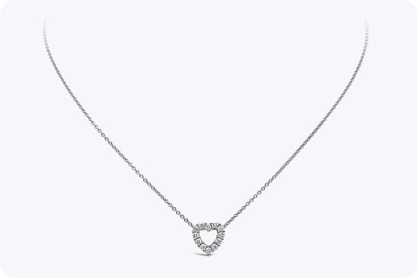 0.35 Carat Total Round Brilliant Cut Diamond Heart Pendant Necklace in White Gold