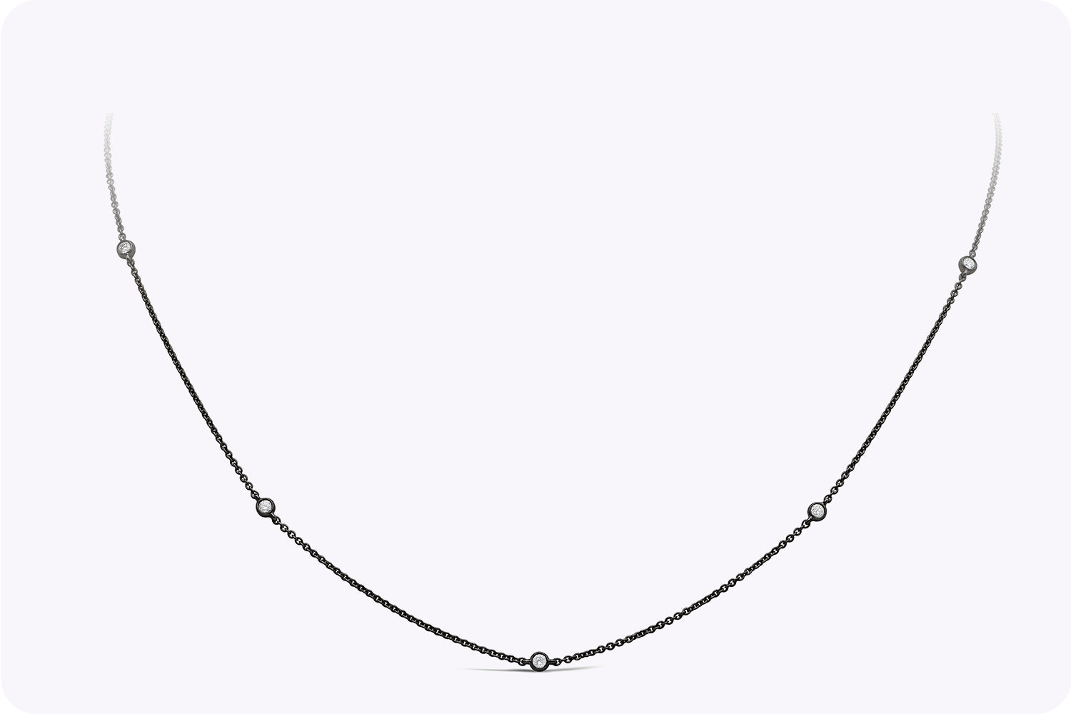 0.32 Carat Total Round Cut Diamonds By the Yard Necklace in Black Rhodium