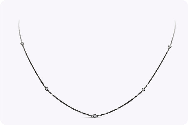 0.32 Carat Total Round Cut Diamonds By the Yard Necklace in Black Rhodium