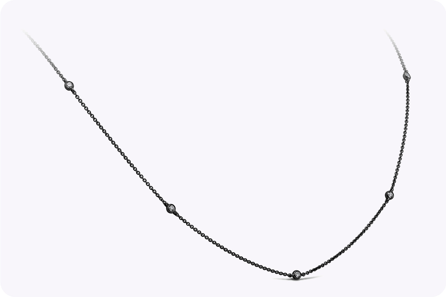 0.32 Carat Total Round Cut Diamonds By the Yard Necklace in Black Rhodium