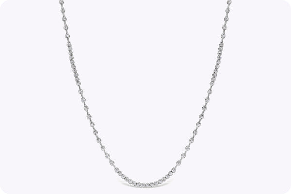 2.58 Carats Total Round Brilliant Cut Diamond Long Necklace in White Gold