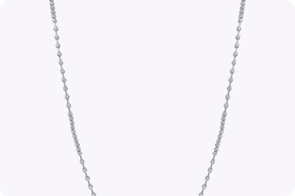 2.58 Carats Total Round Brilliant Cut Diamond Long Necklace in White Gold