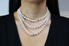 1.00 Carats Total Diamond and Pearl Collapsible Multi-Strand Necklace in Yellow Gold