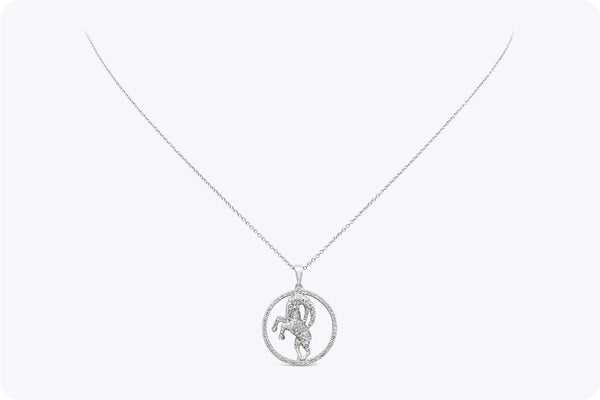 0.24 Carat Total Round Cut Diamond Aries Pendant Necklace in White Gold