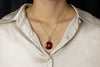 Victor Mayer Enamel and Diamond Sunburst Design Circle Pendant Necklace
