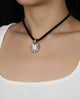 Judith Ripka Black Silk String Necklace with Antique White Gold Pendant