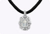 Judith Ripka Black Silk String Necklace with Antique White Gold Pendant