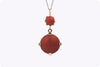Red Cabochon Coral Pendant Necklace in 14k Yellow Gold