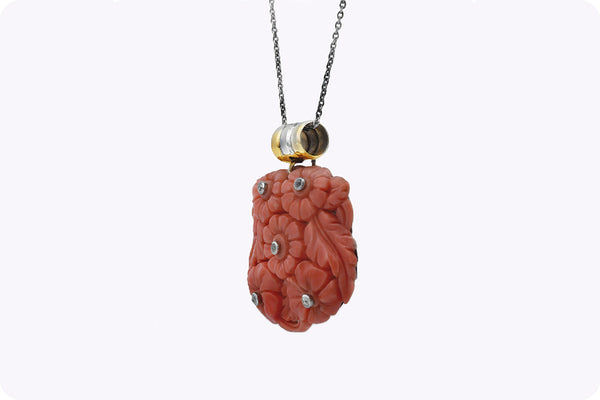 diamond coral pendant necklace