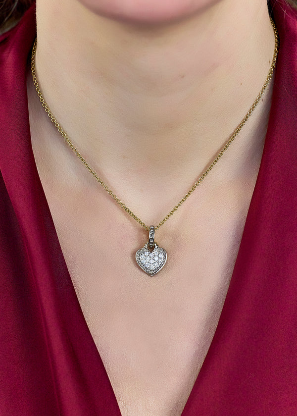 Judith Ripka 0.60 Carat Diamond Heart-Shaped Pendant Necklace in White Gold