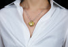 Judith Ripka Brilliant Round Diamond and Yellow Gold Heart Shape Pendant Necklace