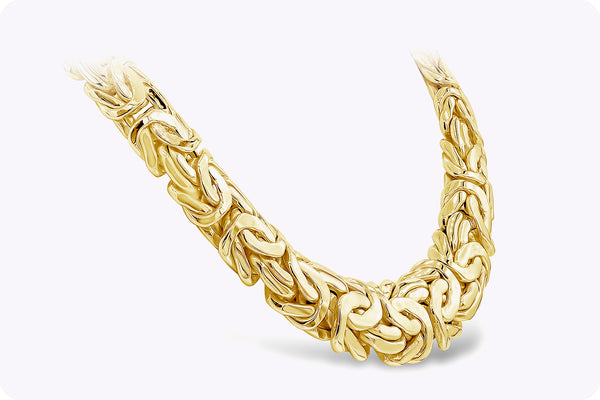 101.00 Grams Byzantine Link Intertwined Design Fashion Necklace in Yellow Gold