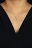 0.51 Carats Total Round Diamond Crescent Moon Pendant Necklace in White Gold