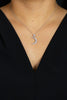 0.51 Carat Total Round Cut Diamond Crescent Moon Pendant Necklace in White Gold