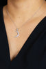 0.51 Carats Total Round Diamond Crescent Moon Pendant Necklace in White Gold