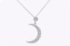 0.51 Carat Round Diamond Crescent Moon Pendant Necklace in White Gold