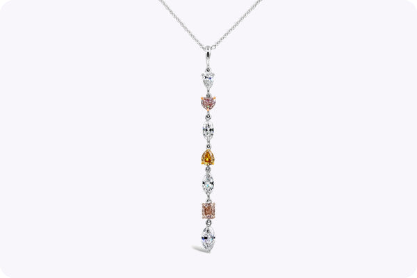 GIA Certified 2.00 Carats Mixed-Cut Fancy Color Diamond Drop Necklace in Platinum