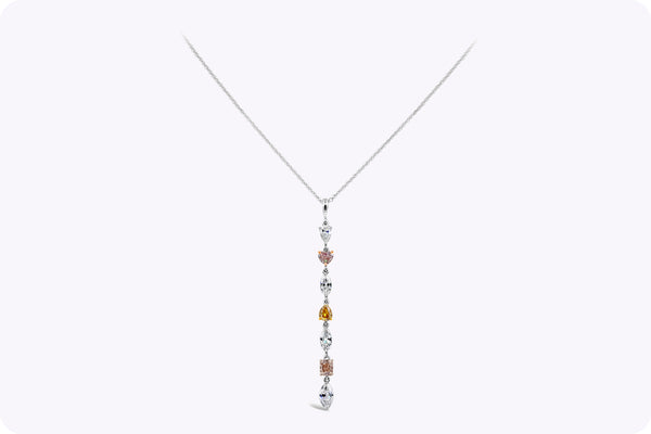 GIA Certified 2.00 Carats Mixed-Cut Fancy Color Diamond Drop Necklace in Platinum