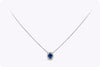 0.73 Carat Oval Cut Sapphire & Diamond Halo Pendant Necklace in White Gold