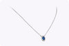 0.73 Carat Oval Cut Sapphire & Diamond Halo Pendant Necklace in White Gold