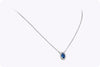 0.73 Carats Oval Cut Sapphire with Diamond Halo Pendant Necklace in White Gold