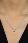 1.02 Carats Pear Shape Diamond Solitaire Bezel Set Pendant Necklace in White Gold