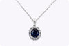 0.73 Carat Sapphire with Diamond Halo Pendant Necklace in White Gold