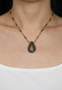 Gurhan Gold Hammered Imperial Diamond Finish Blackened Silver Tear Drop Necklace