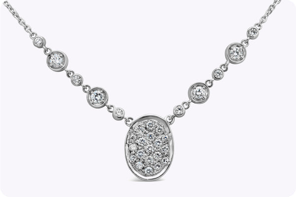 1.24 Carats Total Round Cut Diamond Fashion Pendant Necklace in White Gold