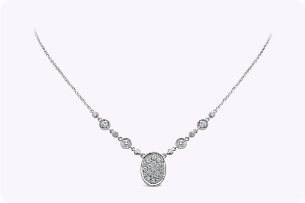 1.24 Carats Total Round Cut Diamond Fashion Pendant Necklace in White Gold