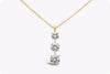 7.05 Carats Round Cut Diamond Three-Stone Journey Pendant Necklace in Yellow Gold