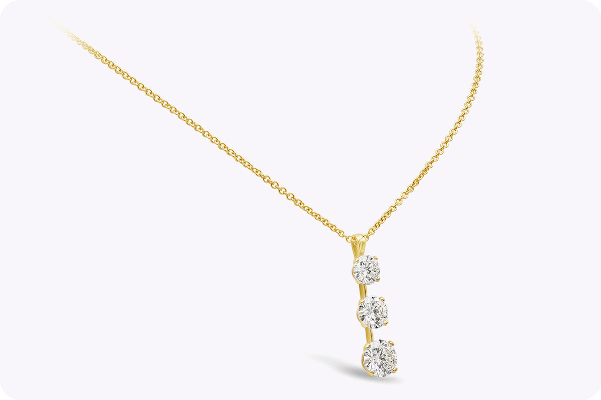 7.05 Carat Three-Stone Journey Pendant Necklace | Roman Malakov