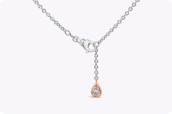 10.28 Carats Total Pear Shape Diamond Double-Sided Fringe Necklace in Rose Gold & Platinum