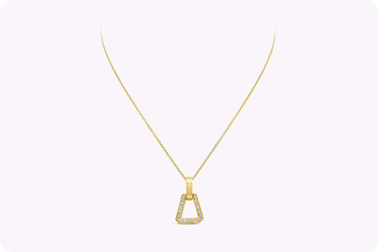 0.38 Carat Total Brilliant Round Diamond Open-Work Pendant Necklace in Yellow Gold