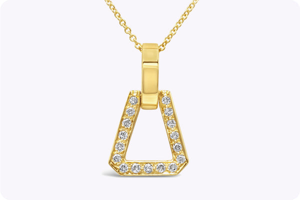 0.38 Carat Total Brilliant Round Diamond Open-Work Pendant Necklace in Yellow Gold