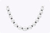 11.02 Carats Total Black Diamond & Natural White Pearl Necklace in White Gold