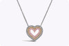 0.49 Carats Total Multi-Color Diamond Open-Work Heart Pendant Necklace in Yellow Gold and Platinum