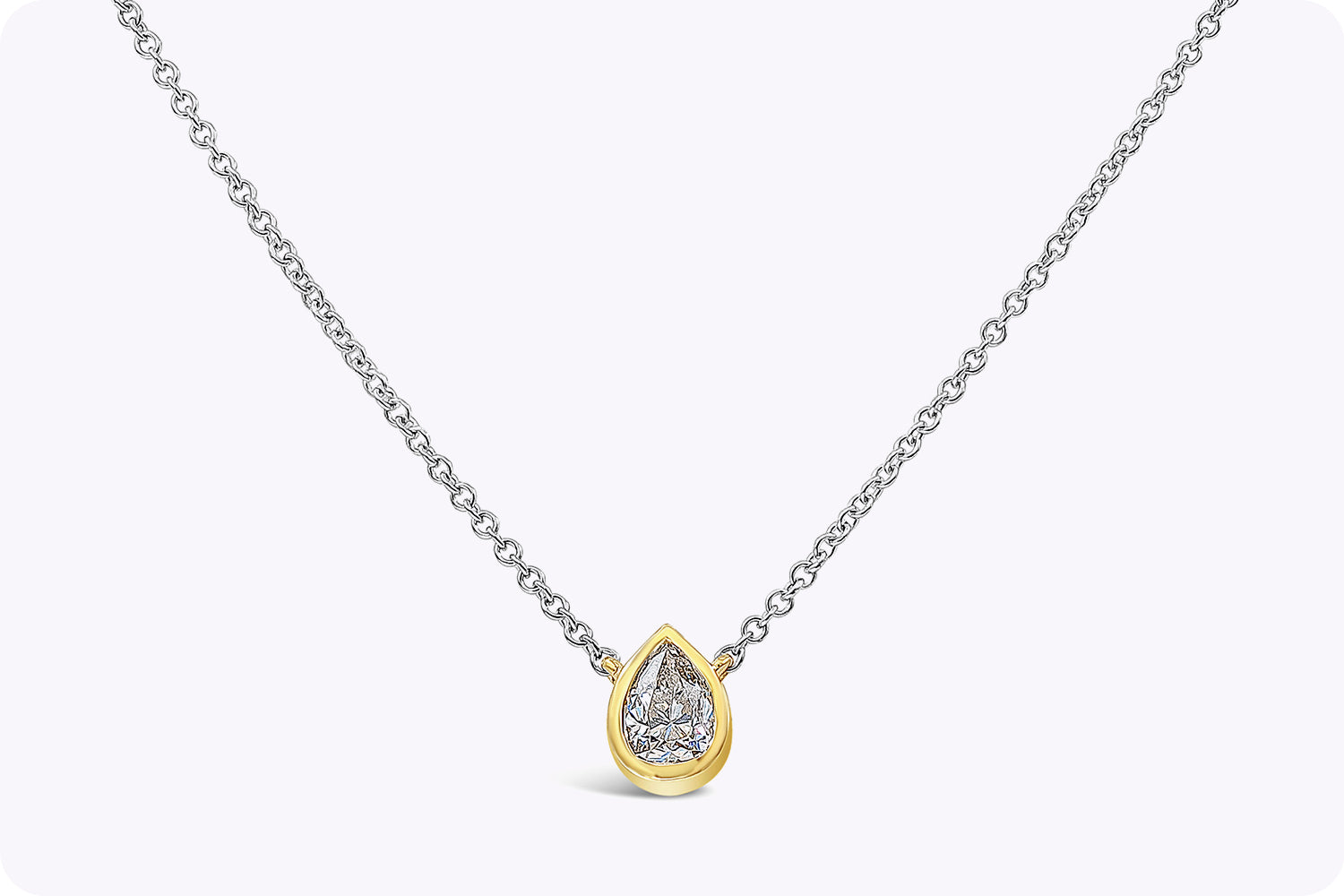 GIA Certified 0.92 Carat Pear Shape Diamond Pendant Necklace in Two-Tone Gold