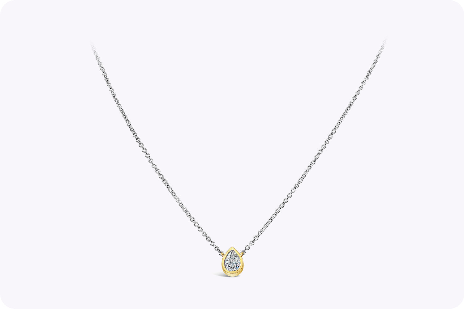 GIA Certified 0.92 Carat Pear Shape Diamond Pendant Necklace in Two-Tone Gold