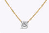 GIA Certified 0.77 Carat Cushion Cut Diamond Pendant Necklace in Two-Tone Gold