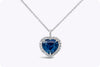 GIA Certified 2.58 Carats Heart Shape Sapphire Pendant Necklace with Diamond in White Gold and Platinum