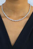 19.38 Carats Total Graduating Fancy Shape Diamond Riviere Necklace in White Gold